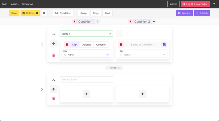 Web app to config & create scenarios for their simulation software